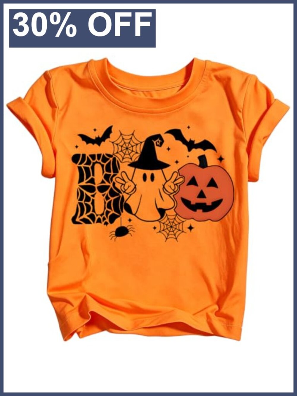 Boys Halloween Pumpkin Graphic Tee Short Sleeve Crew Neck Cotton